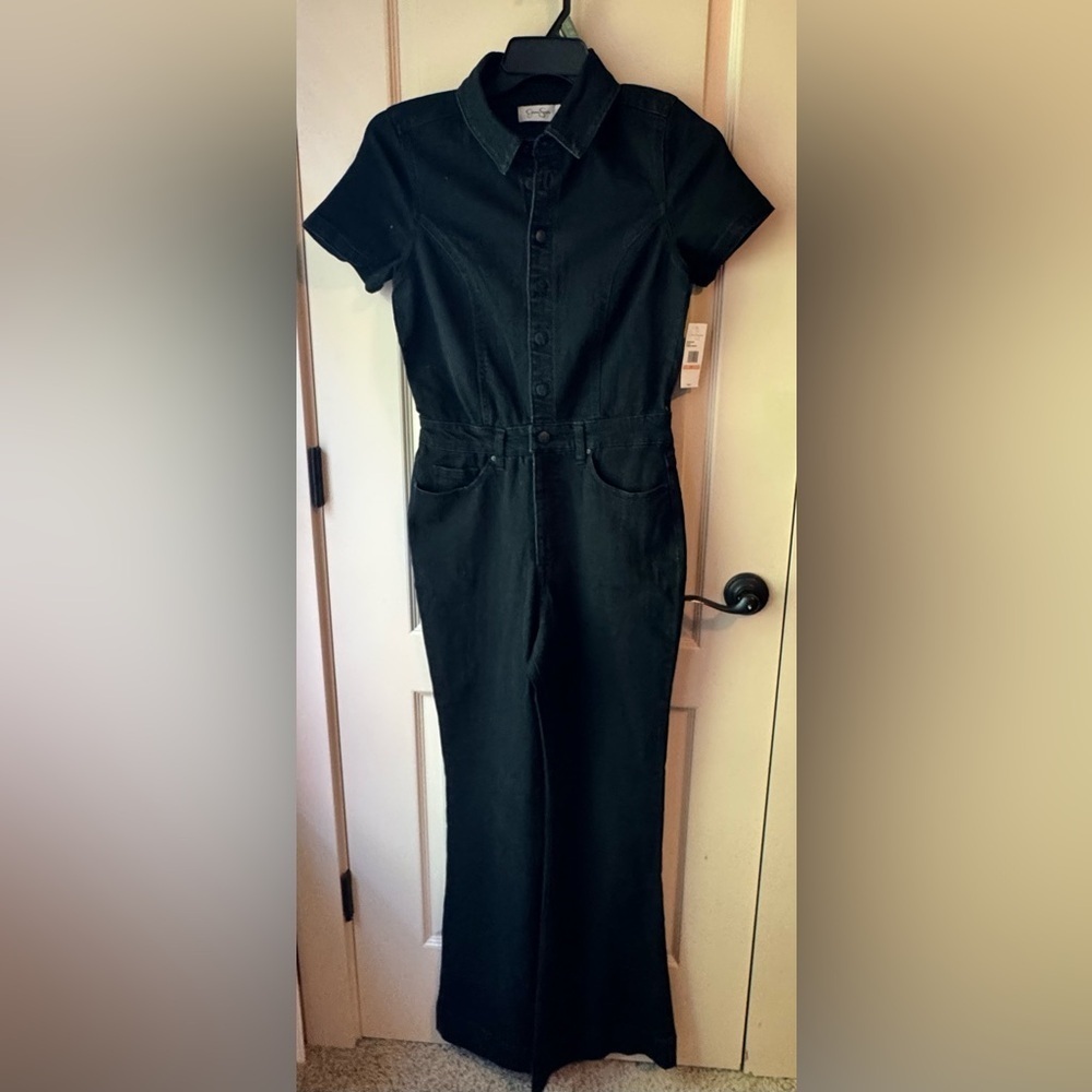 Jessica Simpson Black Denim Jeans Jumpsuit.